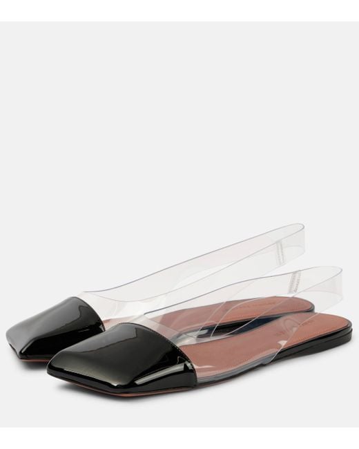 AMINA MUADDI Black Ane Glass Pvc And Patent Leather Slingback Flats