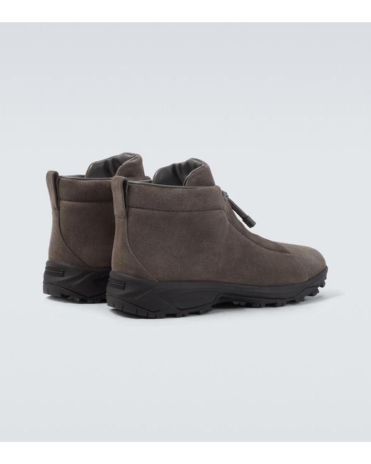 Zegna Brown Triple Stitch Vetta Suede Sneakers for men