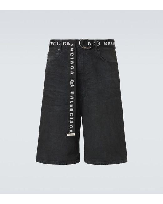 Bermudas Unity De Denim Con Cinturon Balenciaga de hombre de color Black