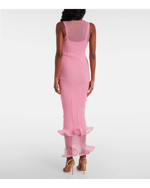 Jonathan Simkhai Pink Daniella Ruffled Midi Dress