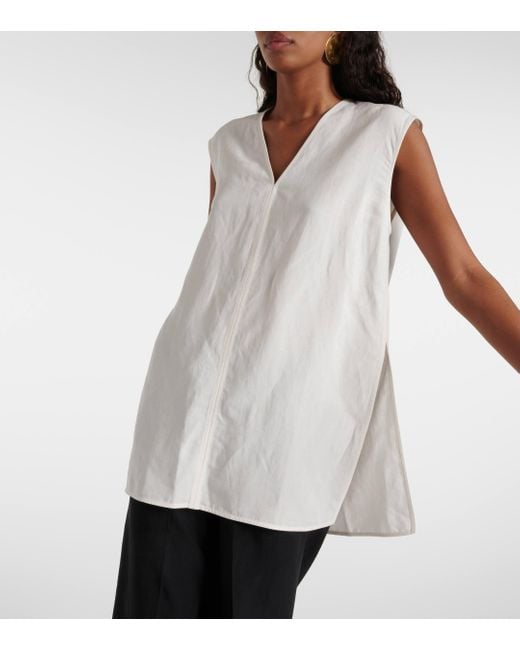Totême  White Lyocell And Linen Top