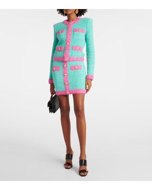 Balmain Green Knitted Blazer