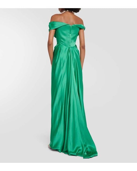Vivienne Westwood Green Off-Shoulder-Robe Aus Satin