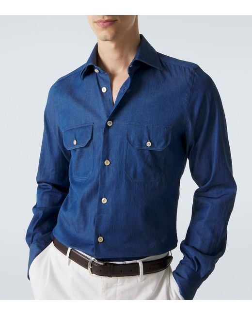 Kiton Blue Denim Shirt for men