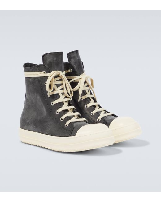 Rick Owens Brown High-top Leather Sneakers for men