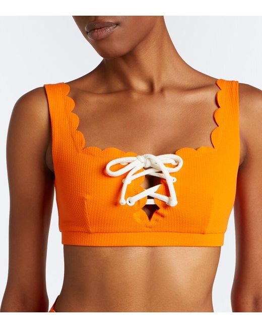 Marysia Swim Orange Palm Springs Scalloped Bikini Top