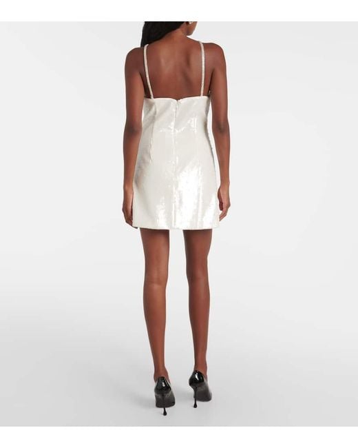 Self-Portrait White Minikleid Mit Kristallen Und Pailletten