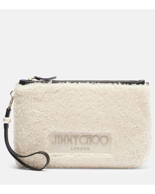 Jimmy Choo Natural Etui Mit Riemen Aus Shearling