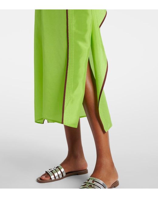 Caftan De Seda Tory Burch de color Green