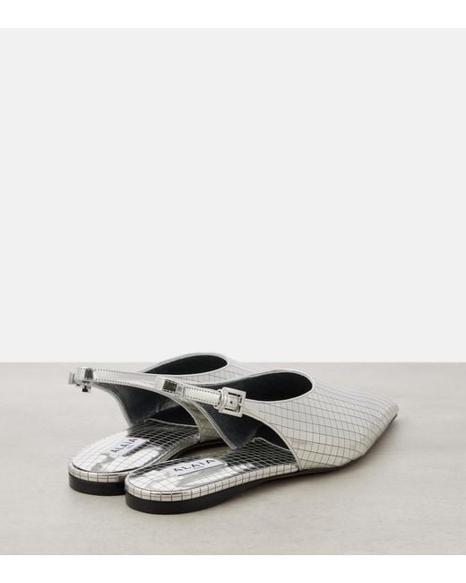 Alaïa White Art Deco Flat Slingback Shoes