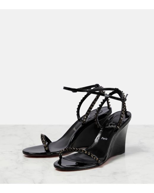 Christian Louboutin Black So Me 85 Leather Wedge Sandals