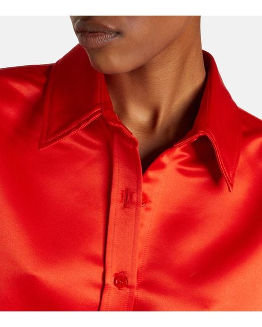 Frankie Shop Red Arlen Satin Shirt