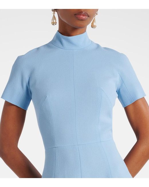 Emilia Wickstead Blue Malinda Wool Crepe Gown
