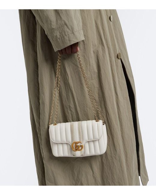 Gucci White Jetset Gg Marmont Mini Shoulder Bag