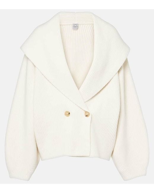 Totême  Natural Ribbed-Knit Wool-Blend Cardigan