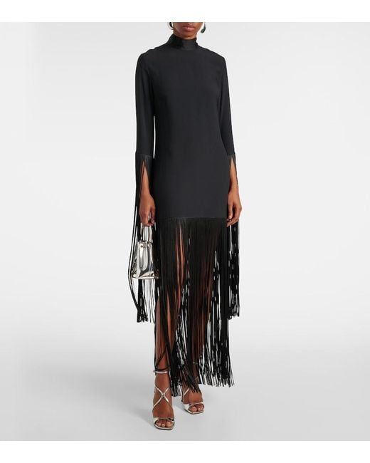 Taller Marmo Black Chicago Fringed Crepe Minidress