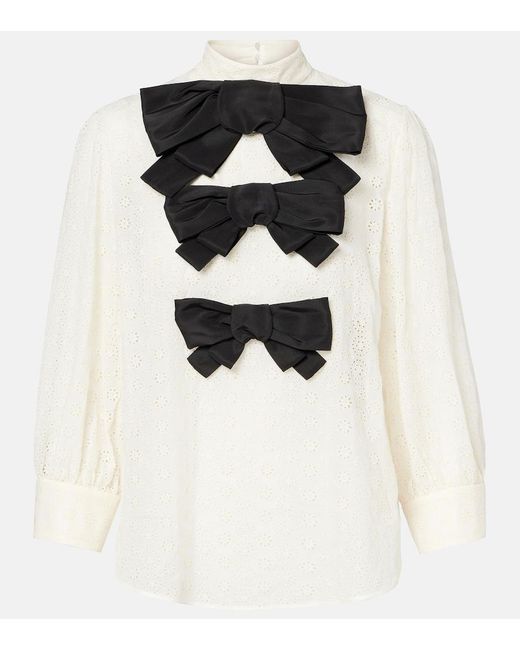 Valentino Black Mossi Bow-Detail Cotton Top