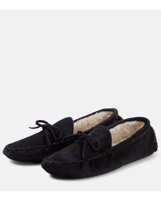 The Row Black Lucca Calf Hair Moccasins