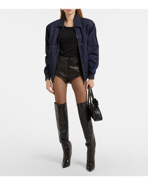 Magda Butrym Black High-Rise Leather Shorts
