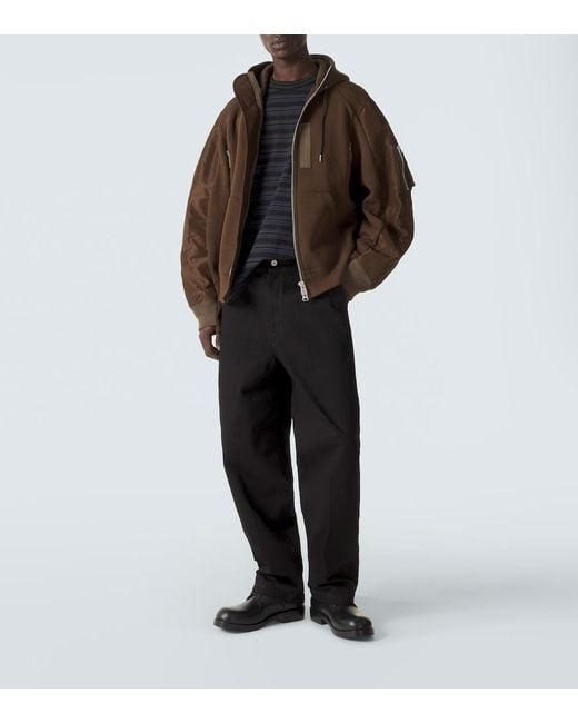 Sacai Black Striped Cotton T-Shirt for men