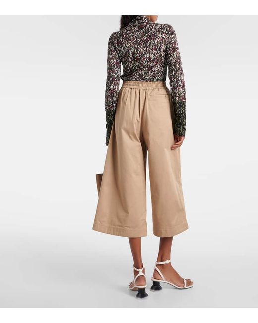 Pantalones cropped en dril de algodon Loewe de color Natural