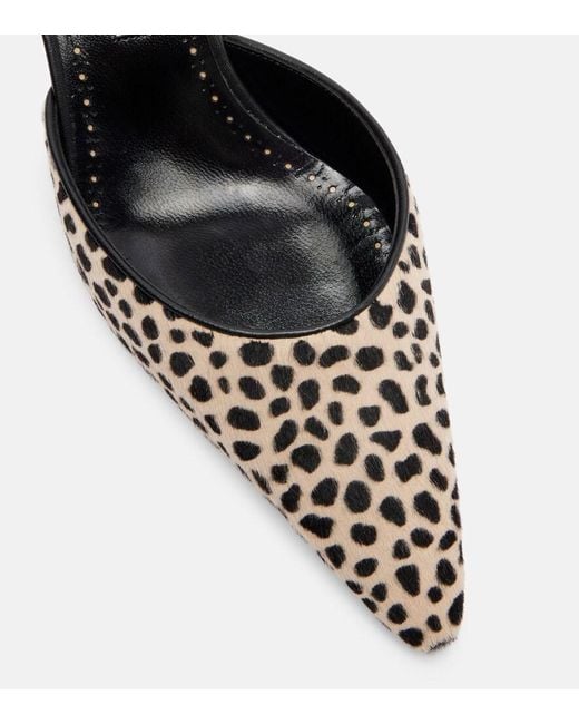 Manolo Blahnik Metallic Carolyne 50 Leopard-Print Calf Hair Mules