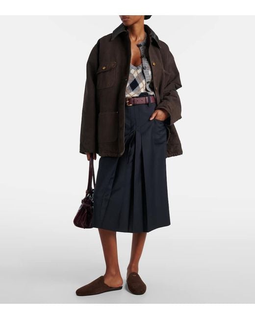 Prada Blue Midirock Aus Mohair Und Wolle