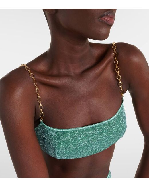 Oseree Green Bikini Lumiere O-Chain aus Lame