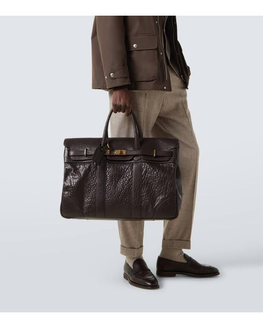 Brunello Cucinelli Black Leather Duffel Bag for men