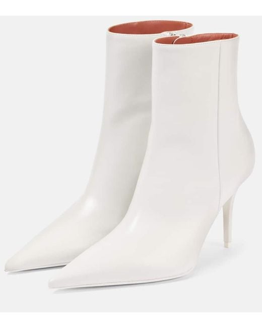 AMINA MUADDI White Ankle Boots Barbara 90 Aus Leder