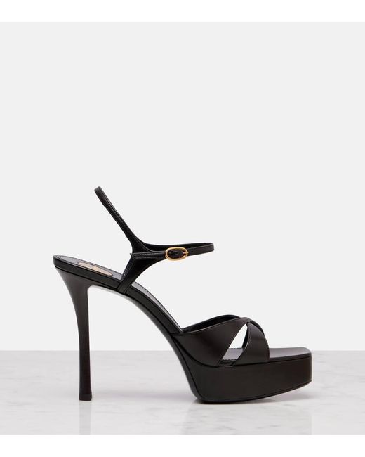 Saint Laurent Black Debbie 110 Leather Platform Sandals