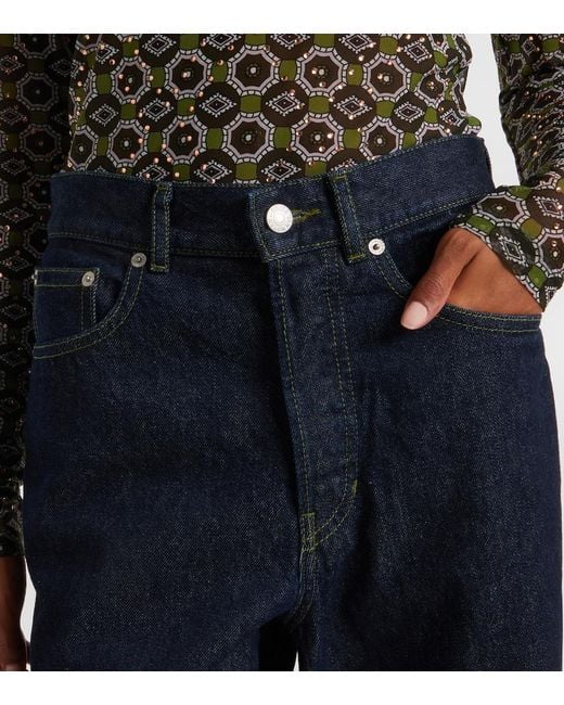 Dries Van Noten Blue High-Rise Wide-Leg Jeans