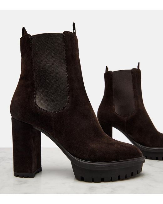 Gianvito Rossi Black Barry Suede Platform Ankle Boots