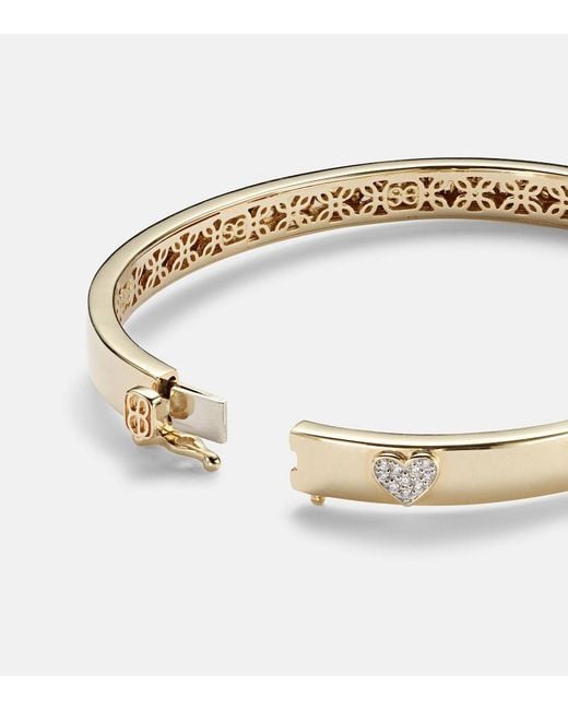 Sydney Evan Metallic Heart 14Kt Bangle With Diamonds
