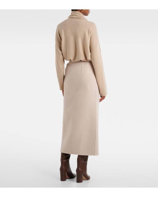 Max Mara Natural Zuppa Wool And Cashmere Wrap Skirt