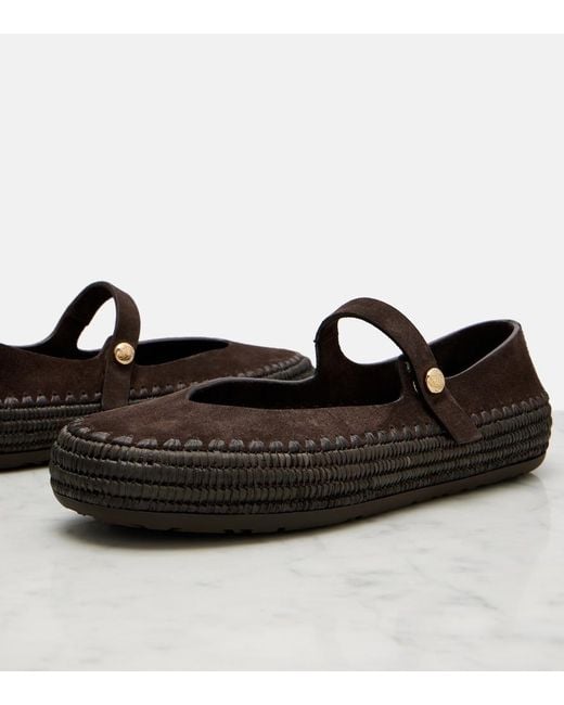 Loewe Black Paula's Ibiza Rio Suede Mary Jane Flats