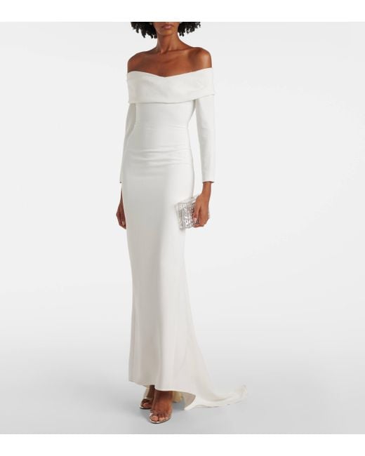 Solace London White Lyla Crepe Gown