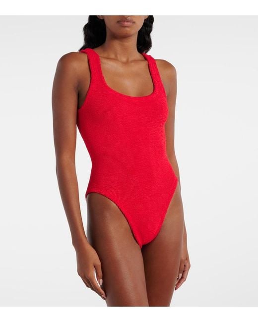 Hunza G Red Square Neck Swimsuit