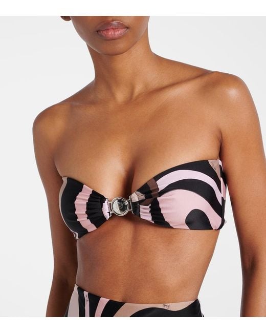 Emilio Pucci Brown Marmo Print Bikini Top