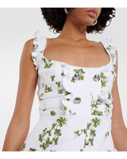 Giambattista Valli White Embroidered Boucle Minidress