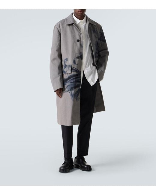 Dries Van Noten Gray Randale Floral Cotton Trench Coat for men