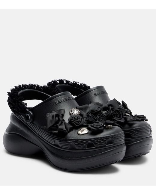 Balenciaga Black X Crocs Jibbitz Platform Mules