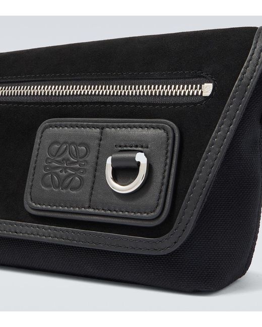 Loewe Black Flex Mini Canvas And Suede Messenger Bag for men