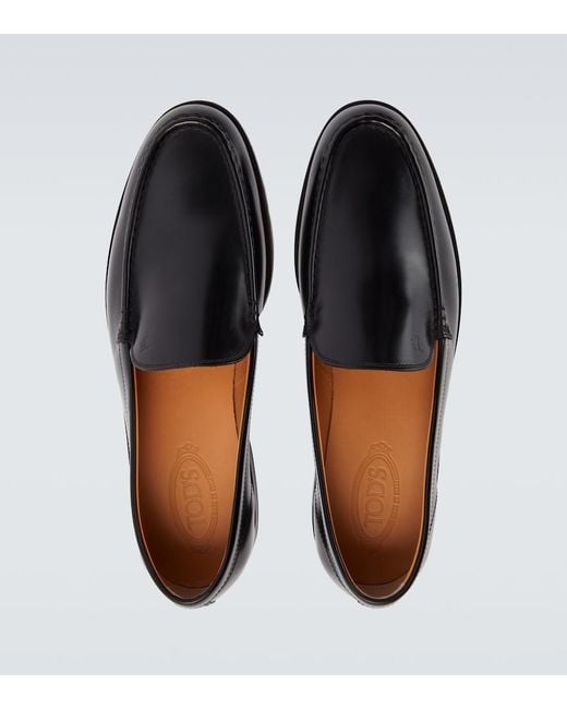 Tod's Black Leather Loafers for men