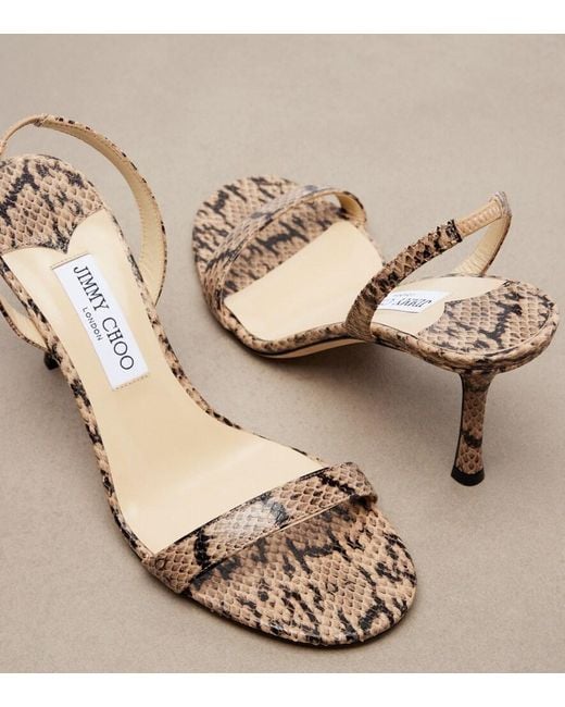 Jimmy Choo Metallic Jenn Snake-Effect Leather Slingback Sandals