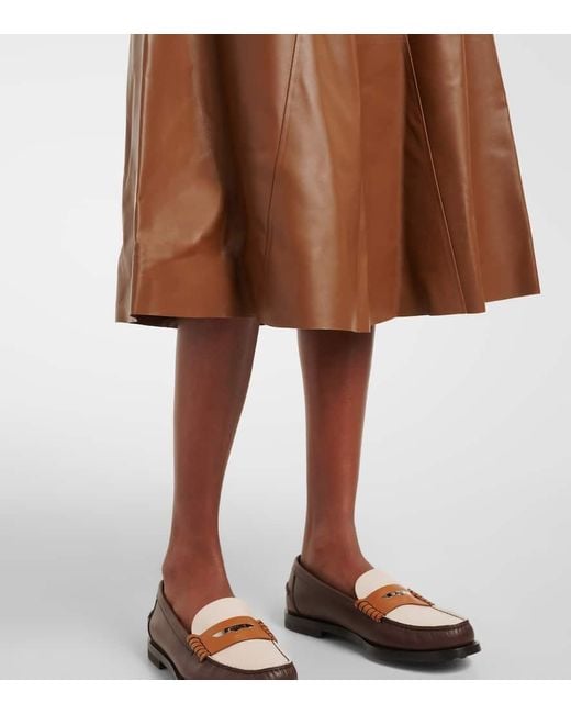 FFORME Brown Selina Leather Midi Skirt