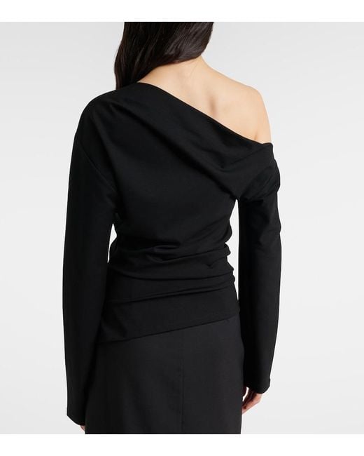 Rohe Black Draped One-Shoulder Top