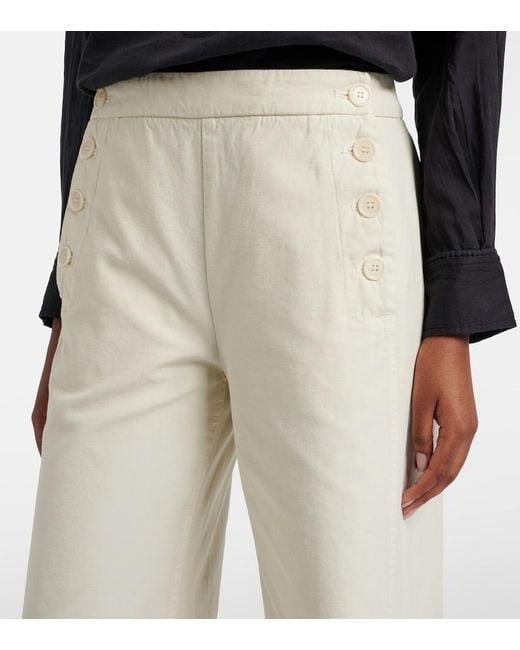 Nili Lotan White Reed Cotton Wide-Leg Pants
