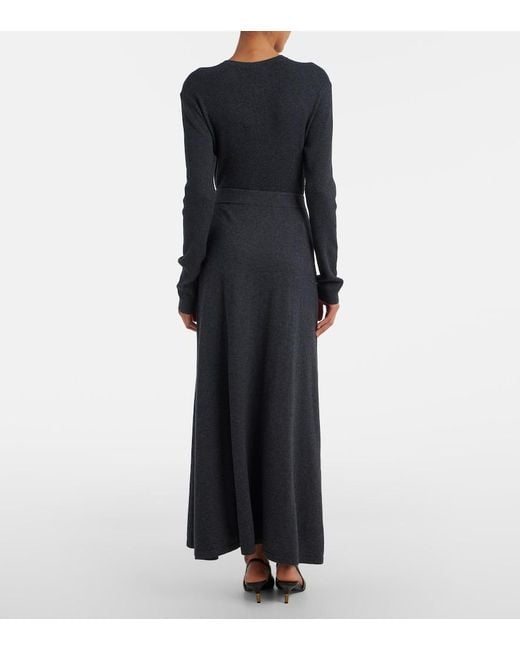 Lisa Yang Black Adrienne Cotton And Cashmere Midi Skirt