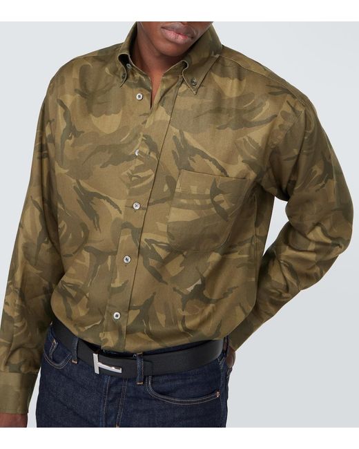 Tom Ford Green Camouflage Shirt for men